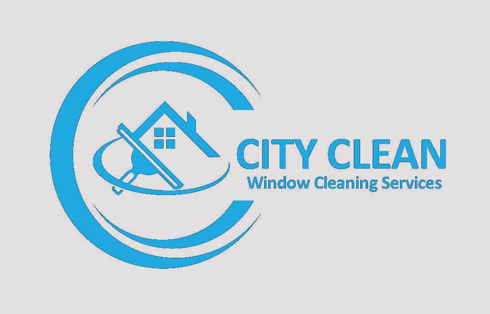 city clean logo light blue white. background